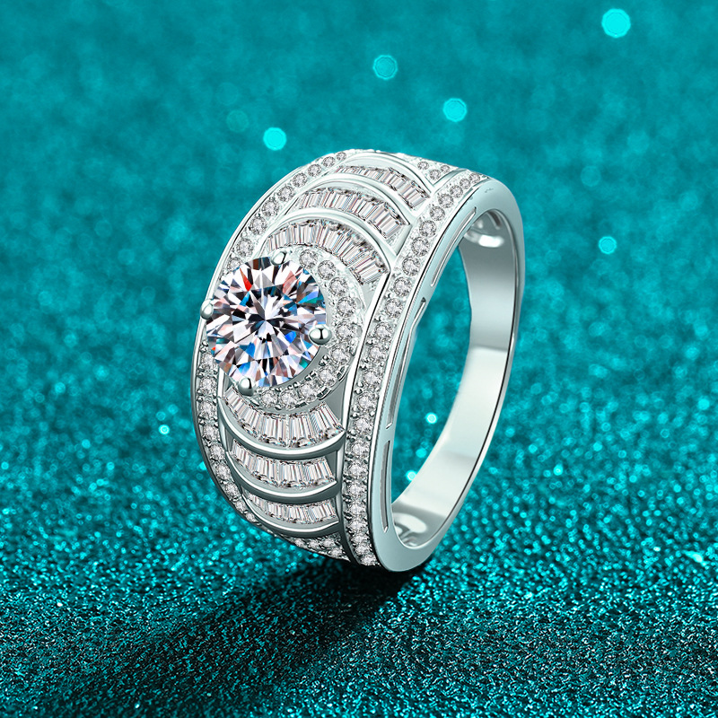 Women's Exaggerated Moissanite Ring, S925 Silver